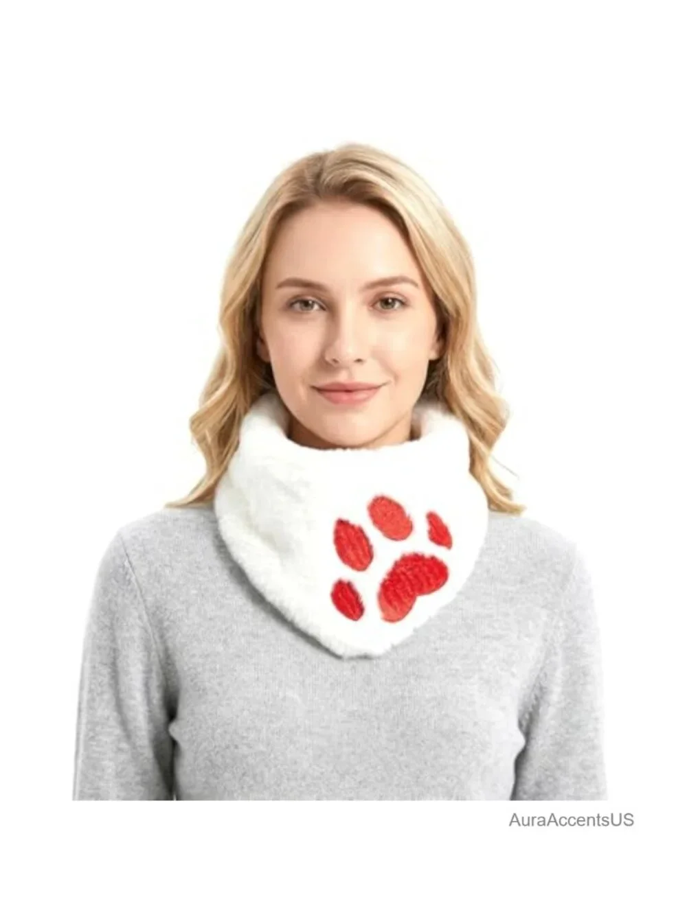 Faux Fur Scarf Paw Pattern Neck Collar Warmer Wrap Halloween Photo Prop Costume